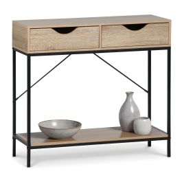 Inde Mueble con 2 Cajones de Madera y Metal 80x30x75 cm