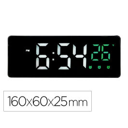 Q-connect Reloj Digital Sobremesa con Temperatura, 3 Alarmas y Control de Voz, 160x60x25mm Precio: 15.6816. SKU: B1BP2CMHSX