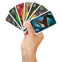 UNO Juego de Cartas Jurassic World Rebirth JFT28 Mattel Games Español Inglés Francés Alemán Portugués
