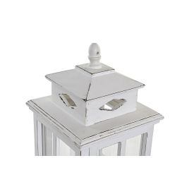 DKD Home Decor Farola Tradicional Exterior Blanca de Pino y Cristal 22.5x22.5x47 cm