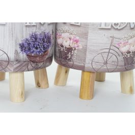 DKD Home Decor Reposapiés Shabby Gris Lila de PU y Pino, 30x30x30 cm, Altura 32 cm, con detalle Bicicleta, Pack de 2 Unidades DKD Home Decor Reposapiés Shabby Gris Lila de PU y Pino, 30x30x30 cm, Altura 32 cm, con detalle Bicicleta, Pack de 2 Unidades