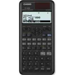 Casio Calculadora Científica FC-200 V-2 Solar-Pilas Programable 4 Líneas LCD 10+2 Dígitos Negro