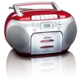 Lenco SCD-420 Reproductor de CD Portátil FM Rojo y Negro - con Altavoces Integrados y Pantalla LCD