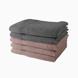 Today TOD3574641225582 - Juego de 5 Toallas de Baño 100% Algodón 70x130 cm, 3 Rosas Arena y 2 Acero
