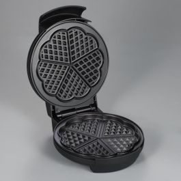 Severin WA2103 Plancha gofres 5 corazones, antiadherente, termostato, 1300W, negro/acero inoxidable, ahorra espacio