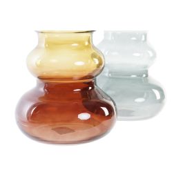 DKD Home Decor Jarron Moderno Marron Verde Cristal 17.5 x 30 x 17.5 cm (4 Unidades)