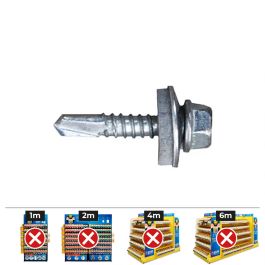 Caja 250 unidades. tornillo 7301 punta broca cabeza hexagonal ø 6,3 x 25 mm. arandela de epdm ø25 cincado