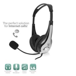 Ewent Auricular Ew3562 con Micrófono, Control de Volumen, Cable Antienredos, Ideal para Música, Juegos y Llamadas