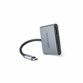 DICOTA D32063 Estación de Acoplamiento USB-C Portátil 4 en 1, 4K HDMI, Suministro de Energía USB PD 100W, Color Plata