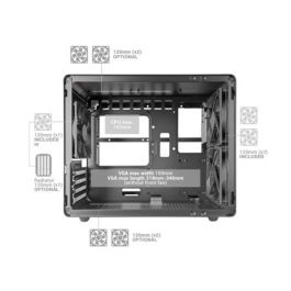 Mars Gaming MC-MPRO Caja PC Compacta Profesional Micro-ATX/Mini-ITX con Panel Cristal Templado y Doble Cámara para Refrigeración Óptima