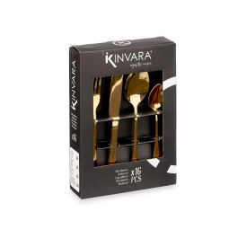 Kinvara Set de 16 Cubiertos de Acero Inoxidable Color Oro, Incluye Cuchillo (23 cm), Cuchara (20,5 cm), Tenedor (20,5 cm) y Cuchara de té (14,2 cm) (6 Unidades) Kinvara Set de 16 Cubiertos de Acero Inoxidable Color Oro, Incluye Cuchillo (23 cm), Cuchara (20,5 cm), Tenedor (20,5 cm) y Cuchara de té (14,2 cm) (6 Unidades)