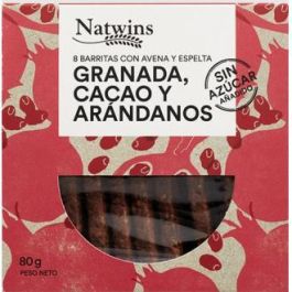 NATWINS Barritas de Avena y Espelta con Granada, Cacao y Arándanos Rojos Sin Azúcar Añadido 80g Precio: 1.8900002. SKU: B137PL3K4Z