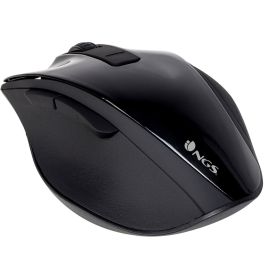 NGS Bow Ratón Inalámbrico RF 2.4 GHz, Sensor Óptico Avanzado, 800-1600 DPI, 5 Botones + Scroll, Diseño Ergonómico para Diestros, Negro Brillante