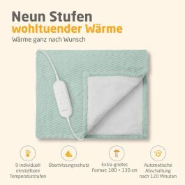 Medisana Manta Térmica HB 417 Reversible 120W, 9 Niveles, 180 x 130 cm - Verde