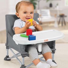 BRIGHT STARTS Asiento elevador compacto y plegable: Pop 'N Sit, tableta extraíble, ultracompacto, bolsa de transporte incluida