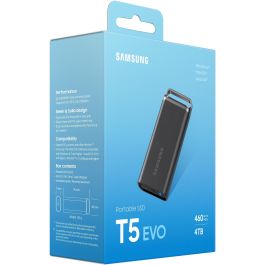 Samsung Disco Duro Externo SSD T5 4TB USB 3.2 Gen 1, Resistente a caídas, Compatible con PC, Mac, Android