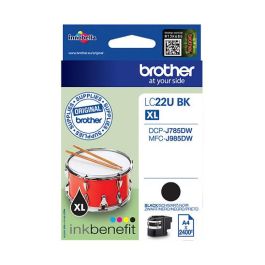 Brother LC22UBK Tinta Negra XL Alto Rendimiento Pigmento 2400 Páginas Original Pack Individual para DCP-J785DW MFC-J985DW