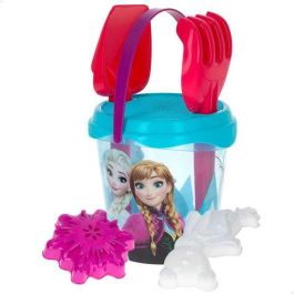 Cubo de playa frozen diametro18 cm con pala,rastrillo y 2 moldes. Cubo de playa frozen diametro18 cm con pala,rastrillo y 2 moldes.
