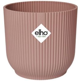 Elho Vibras ELH8711904481216 Maceta Redonda de Plástico para Flores de 22 cm de Diámetro, Polvo de Rosa