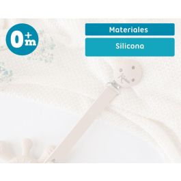KioKids Sujetachupetes Pinza de Silicona y Acero Inoxidable para Chupetes con Anilla Beige Bebés +0 Meses