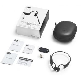 Shokz OpenComm2 UC C120-AA-BK Auriculares Inalámbricos con USB-A Bluetooth Conducción Ósea para Oficina/Centro de Llamadas