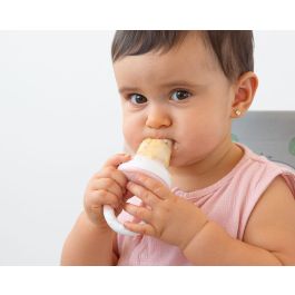 KioKids Alimentador Antiahogo Rosa Petits Moments - Alimentador de Malla de Silicona para Bebé +6 Meses, para Fruta y Comida, Fácil de Agarrar y Lavar en Lavavajillas