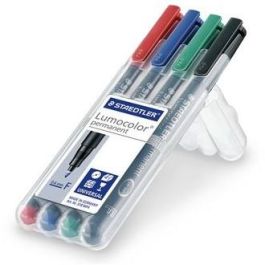Staedtler Lumocolor 318 WP. Rotulador permanente de retroproyección. Punta fina 0,6 mm. Estuche 4 colores. Para casi todas las superficies.