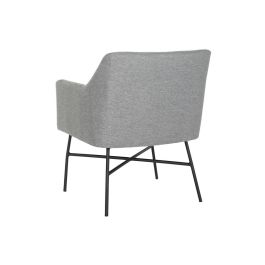DKD Home Decor Silla Scandi Gris de Poliéster y Metal, Altura Asiento 47 cm, 60.5 Largo x 59.5 Ancho x 78 Alto cm