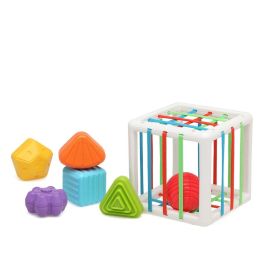 KioKids Cubo de Actividades para Bebés +12 meses con 6 Piezas Encajables de Formas Geométricas y Tiras Elásticas Multicolor