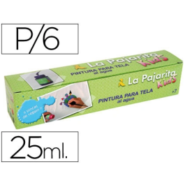 La Pajarita Pintura para Tela Bote 25ml Colores Surtidos con Pincel - Kit 6 Unidades Precio: 13.50000025. SKU: S8412322