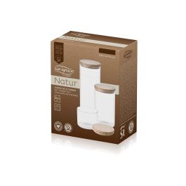 San Ignacio Set 3 botes vidrio borosilicato con tapa de bambú Natur Sg-3805 - 2.1L, 1.4L, 600ml
