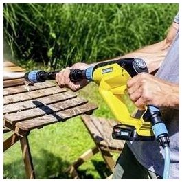 GLORIA MultiJet 18V Limpiadora a Presión Multifunción 2.5-25 bar con Boquilla 4 en 1, Compatible BOSCH 18V, Batería 2.5Ah y Cargador