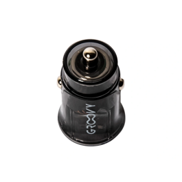 Groovy Cargador Coche Doble USB a 3.4A Gris Oscuro con USB-C, Diseño Transparente y Protección contra Sobrecarga