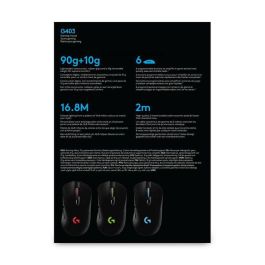 Logitech G403 Hero Ratón Gaming USB, Sensor HERO 25K, RGB LIGHTSYNC, 25600 DPI, 6 Botones Programables, Pesa Ajustable - 910-005633 Logitech G403 Hero Ratón Gaming USB, Sensor HERO 25K, RGB LIGHTSYNC, 25600 DPI, 6 Botones Programables, Pesa Ajustable - 910-005633