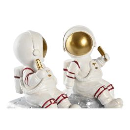 DKD Home Decor Sujetalibros Astronauta Blanco Negro Set de 2 Unidades 8.3 x 18.5 x 26 cm