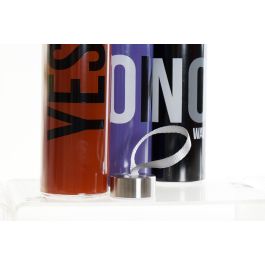 DKD Home Decor Botella Slogan Borosilicato e Inox 550ml, Hermética, Apta Microondas y Lavavajillas (6 Unidades)