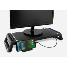 Deep Gaming Elevador Soporte Monitor con Iluminación RGB, Hub USB 4 Puertos y Ajuste de Altura
