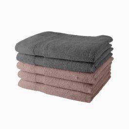 Juego de 5 toallas de baño TODAY 70x130 cm 100% algodón - 3 rosas arena + 2 acero Precio: 44.79000009. SKU: B1AJ99V7CA