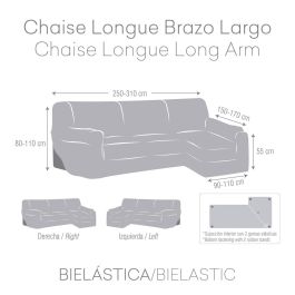 Funda para chaise longue de brazo largo derecho Eysa BRONX Gris oscuro 170 x 110 x 310 cm