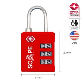 Scape Travel Pack 2 Candados TSA con combinación (azul, rojo)