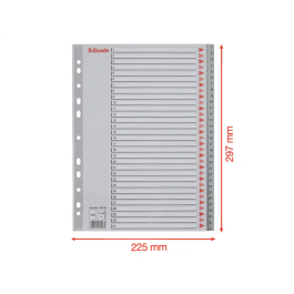 Esselte Índice Numérico Multitaladro 1-31 Polipropileno A4 Gris con Carátula Índice Cartón Color