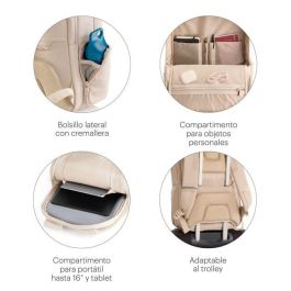 Miquelrius MR19564 Mochila Mediana Beige Bag To Work Poliéster Repelente al Agua con Compartimento para Portátil hasta 16” y Tablet