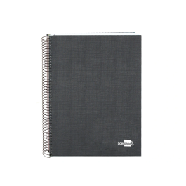 Liderpapel Cuaderno espiral A5 micro papercoat tapa forrada 140 hojas 75gr cuadro 5mm banda 5 colores 6 taladros negro
