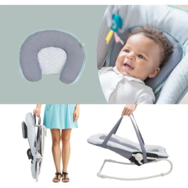 Babymoov Transat Graphik Blue Tumbona Cómoda para Bebé, Asiento Acolchado, Plegable Compacto, Ajustable