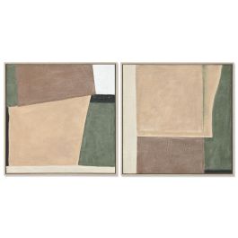 DKD Home Decor Cuadro de Lienzo Abstracto para Pared, Diseño Urban en Tonos Beige y Verde, 80x80x3.8 cm (Set de 2 Unidades)