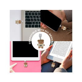 Wondee Protector Decorativo para Puerto USB C Tipo C con Charm Colgante de Oso, Evita Polvo y Suciedad, Para Smartphone, Modelo Funny Bear, 30x10x20 mm