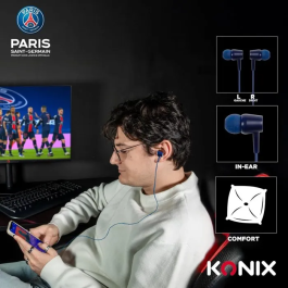 Konix Auriculares para PSG, con Cable, 10 mm, Micrófono Integrado, Jack 3.5 mm, 1.4 m, Azul - KON3328170027878