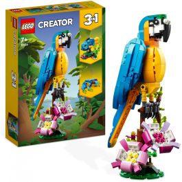 LEGO 31136 Creador 3-en-1: Loro Exótico, Modelo Rana y Pez. Set de Construcción de Figuras de Animales de la Jungla