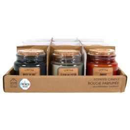 Home Deco Factory Vela Perfumada APOT en Tarro de Vidrio con Tapa de Corcho - Almizcle Blanco, Flor de Algodón o Ámbar - 6.2x7 cm