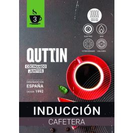 Quttin Cafetera para 3 servicios, Inducción, Acero Inoxidable/Aluminio, Color Rojo (6 Unidades)